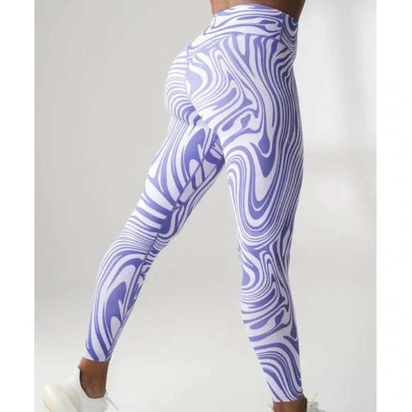 Balance Athletica Vitality Ascend High Waist Leggings Chrysalis Swirl Purple - Picture 2 of 5